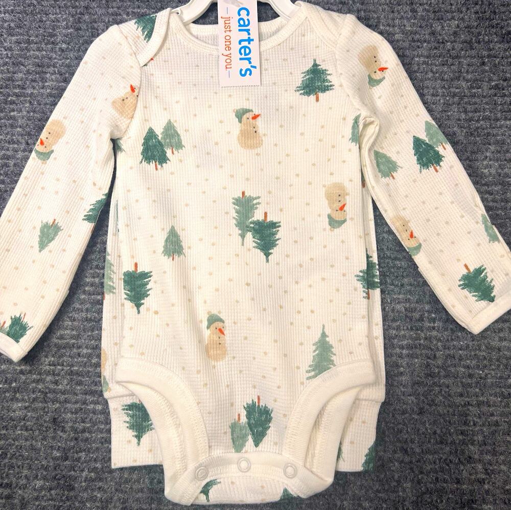Carter’s Just One You Baby 12M Snowman Christmas 2 Piece Bodysuit Pants Set NWT